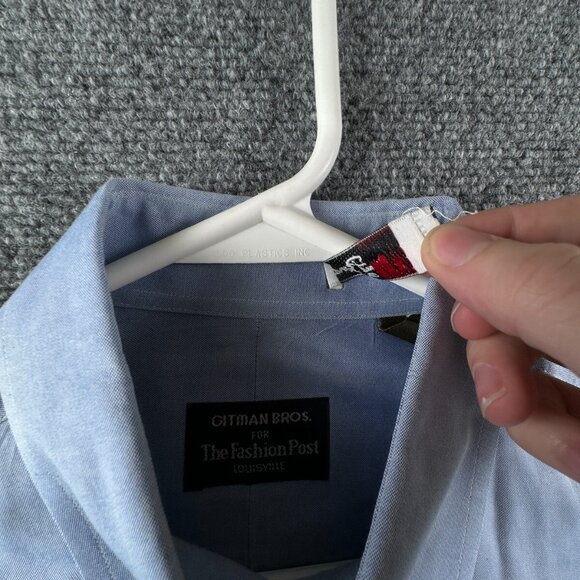 Gitman Bros For Fashion Post Louisville Button Up Shirt 15 33 Solid TTX 2x2 Blue - Picture 11 of 15